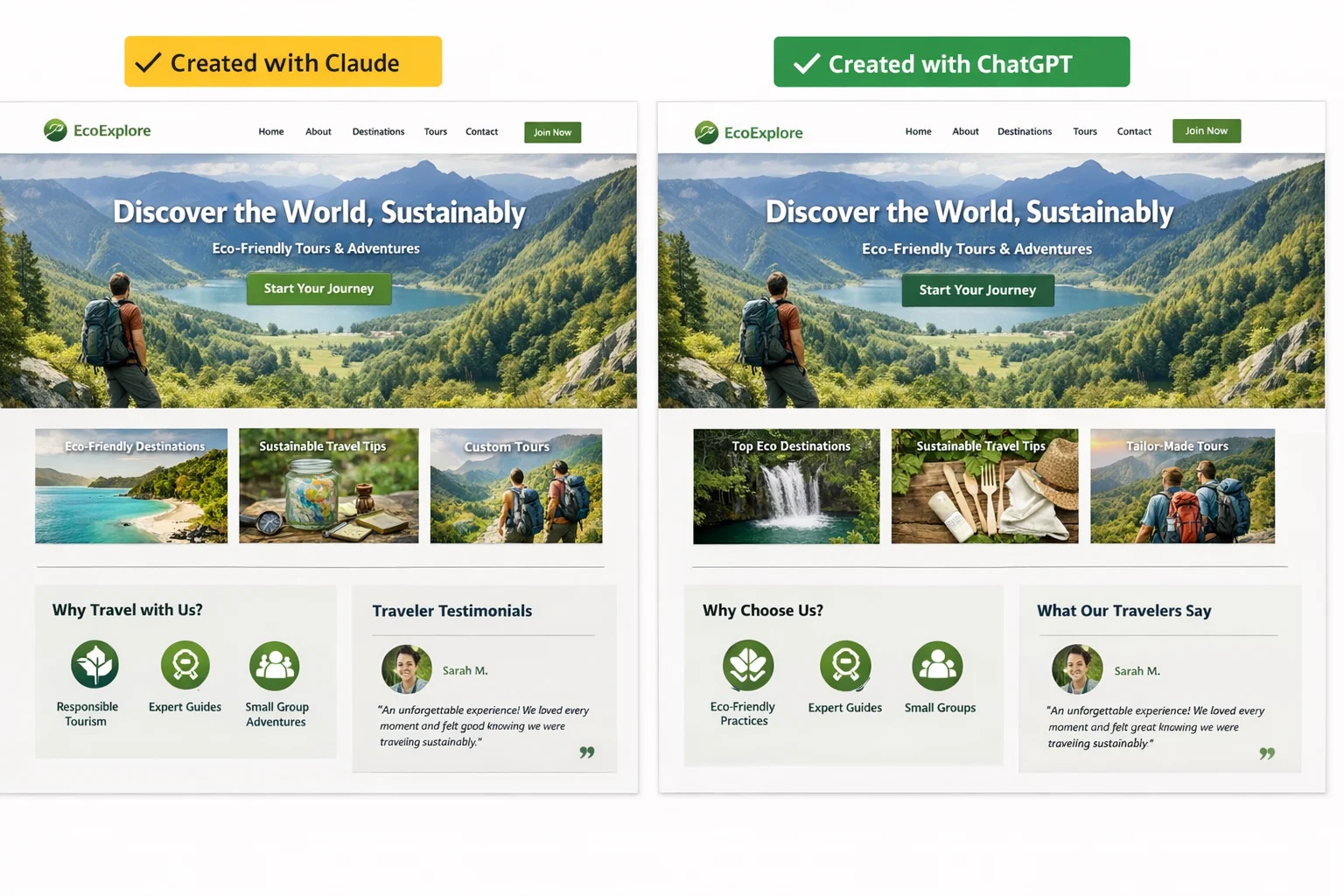 AI-generated website template on a laptop screen, representing a greenfield AI web project